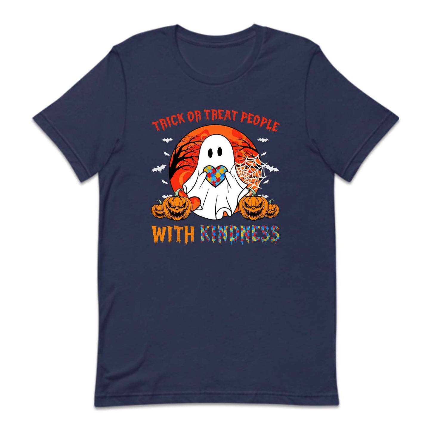 Trick or Treat People With Kindness Autism Boo Ghost Halloween | PRODUCT CODE: ASTBGHSTCR