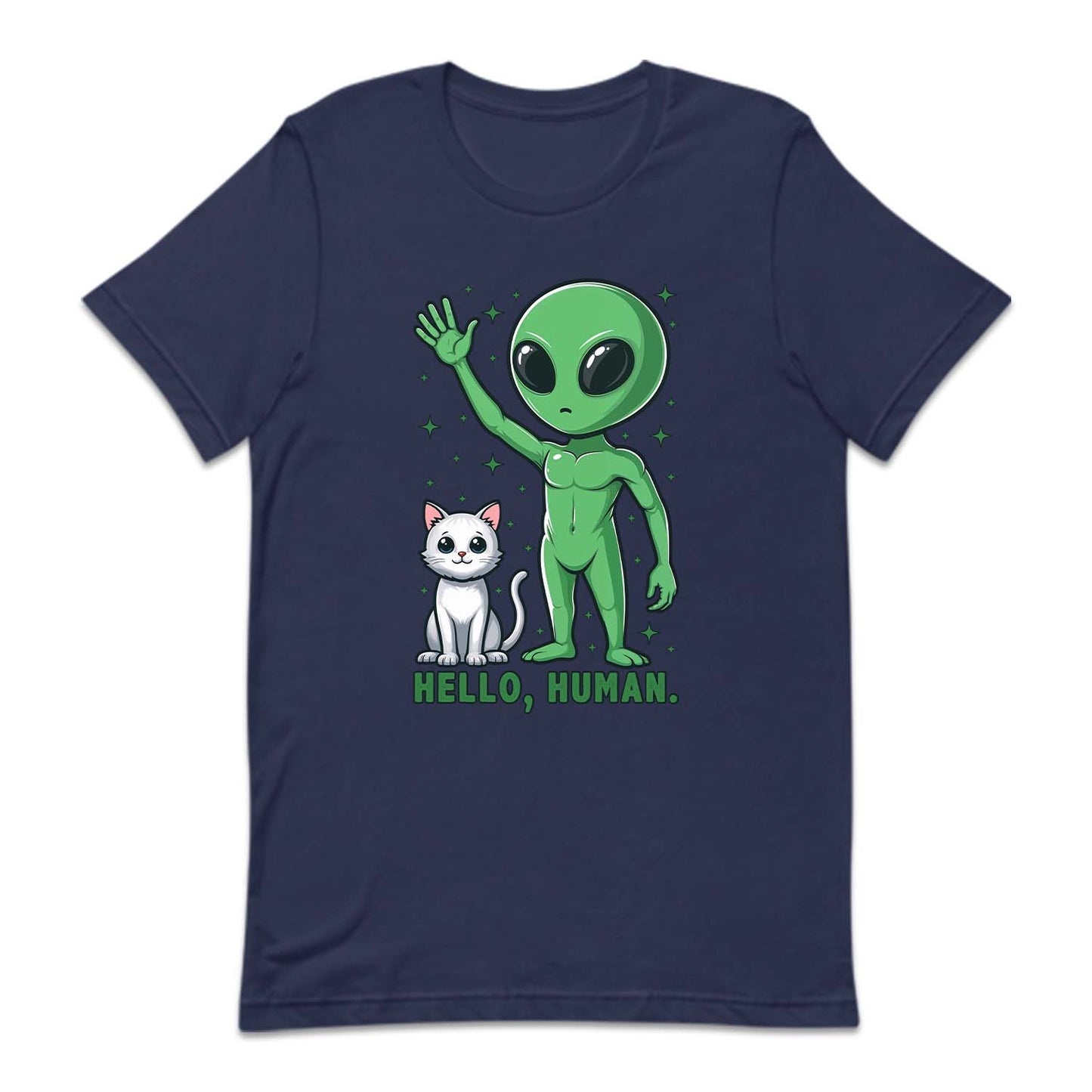 Hello Human Alien and Cat Funny Sci-Fi | PRODUCT CODE: HLUMNALCG