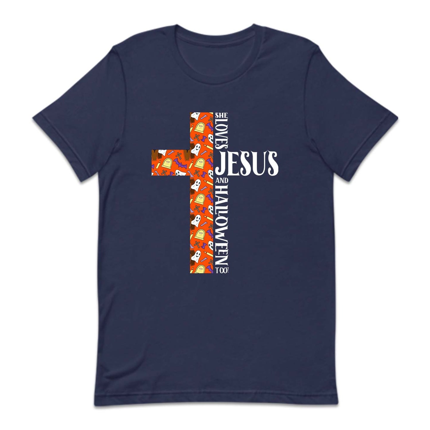 She Loves Jesus And Halloween Too Faith and Halloween | PRODUCT CODE: SHLBVJUAHW