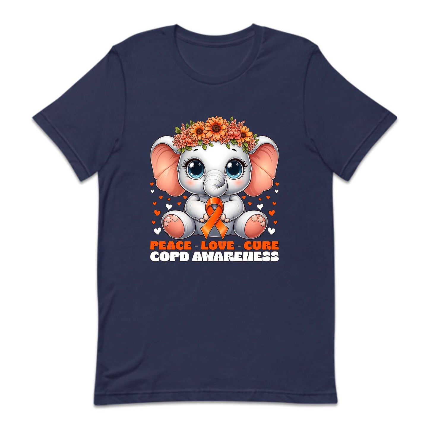 COPD Awareness Peace Love Cure Floral Elephant Lung Health Support | PRODUCT CODE: PCLVCRFLEP