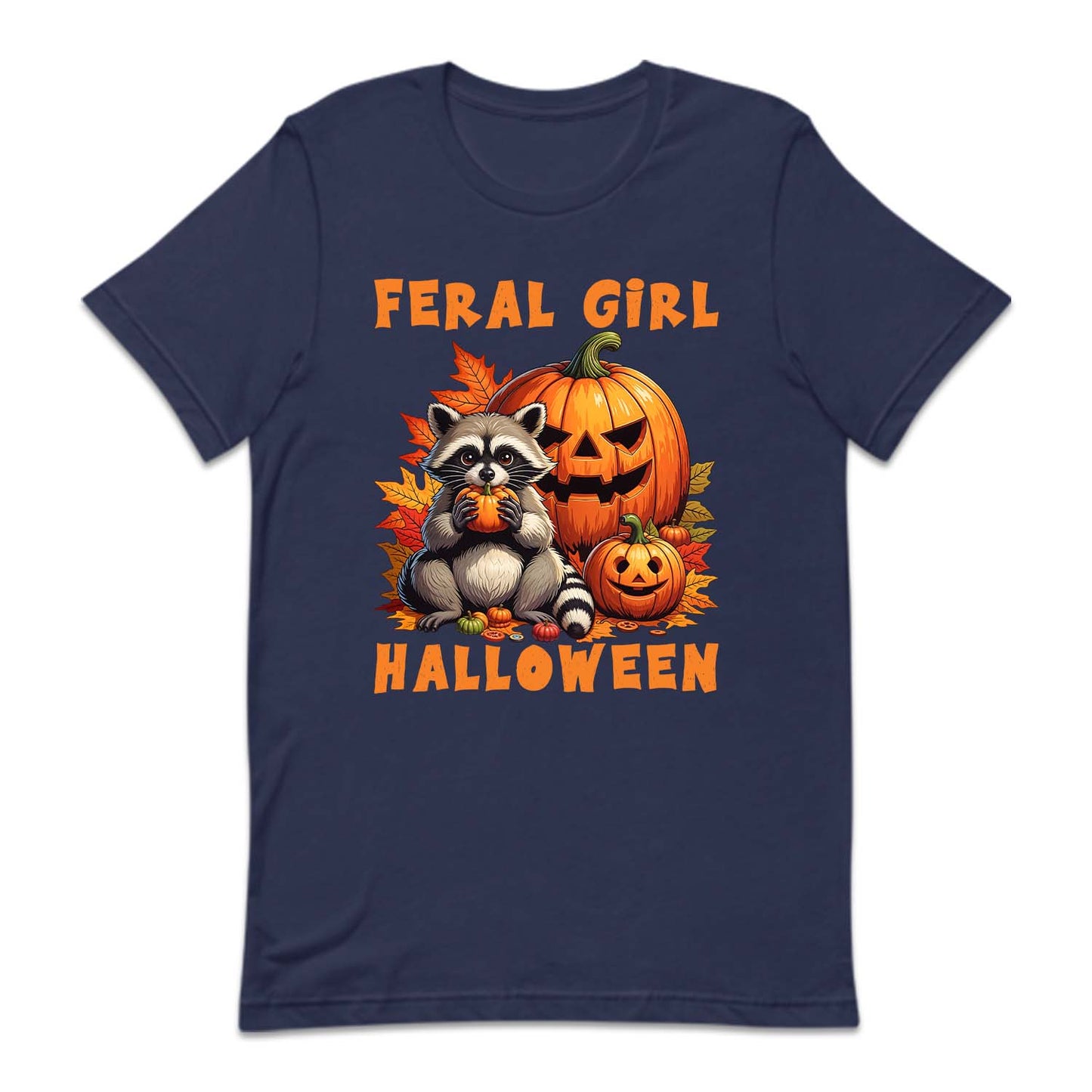 Feral Girl Halloween Spooky Raccoon & Pumpkin Autumn | PRODUCT CODE: FRGLEHWNE