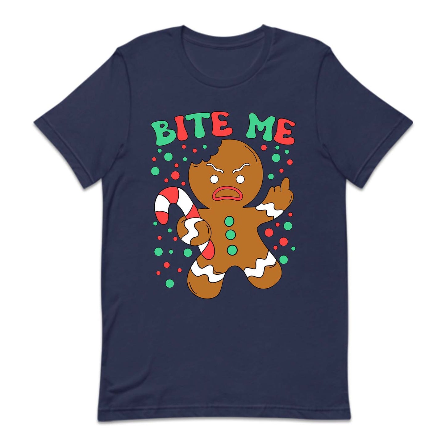 Bite Me Gingerbread Man Christmas Funny Middle Finger Sarcastic Xmas | PRODUCT CODE: BTMHDNGRBEA