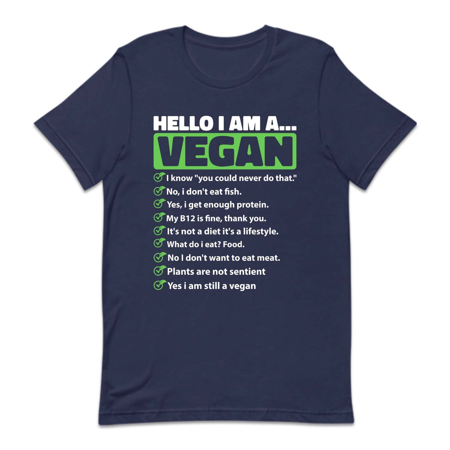 Hello I'm A Vegan Funny Vegetarian Pride | PRODUCT CODE: HLOMAVGNAD