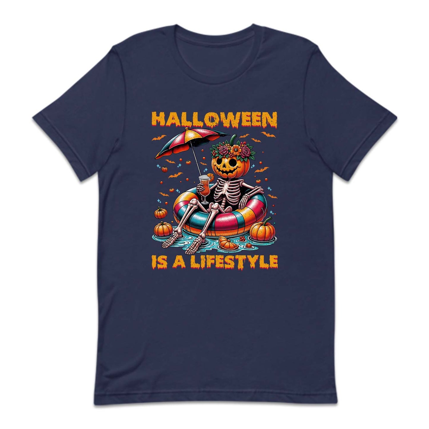 Halloween Is A Lifestyle Spooky Pool Party Pumpkin Skeleton | PRODUCT CODE: HLWSALFSY