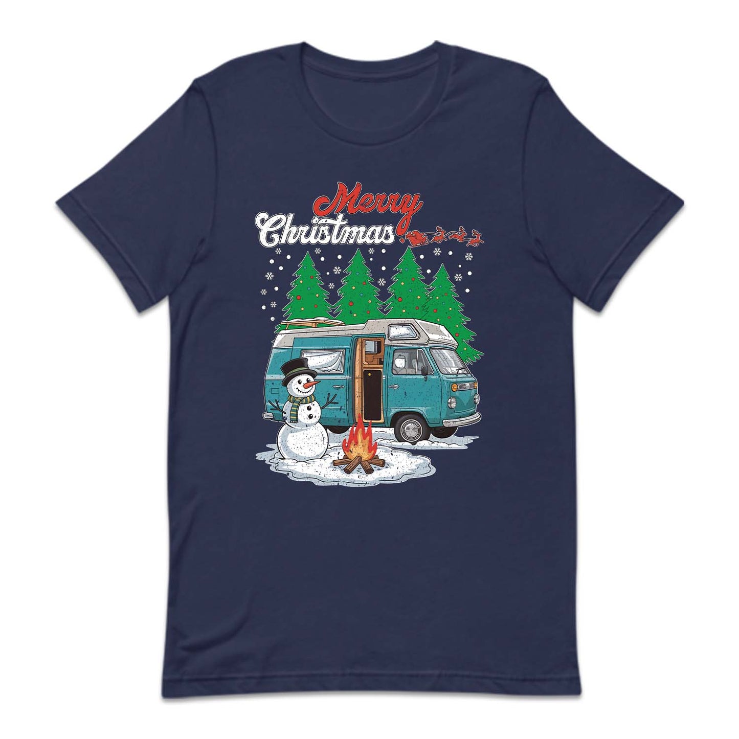 Merry Christmas Camper Van Snowman Campfire RV Xmas | PRODUCT CODE: MYRCHPEVNAS