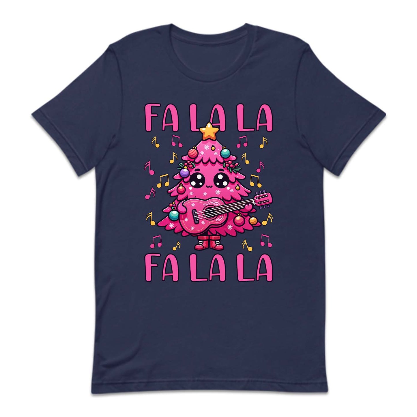 Pink Christmas Tree Holding Guitar FA LA LA LA Festive Music Xmas | PRODUCT CODE: PCTRHLGUTFL