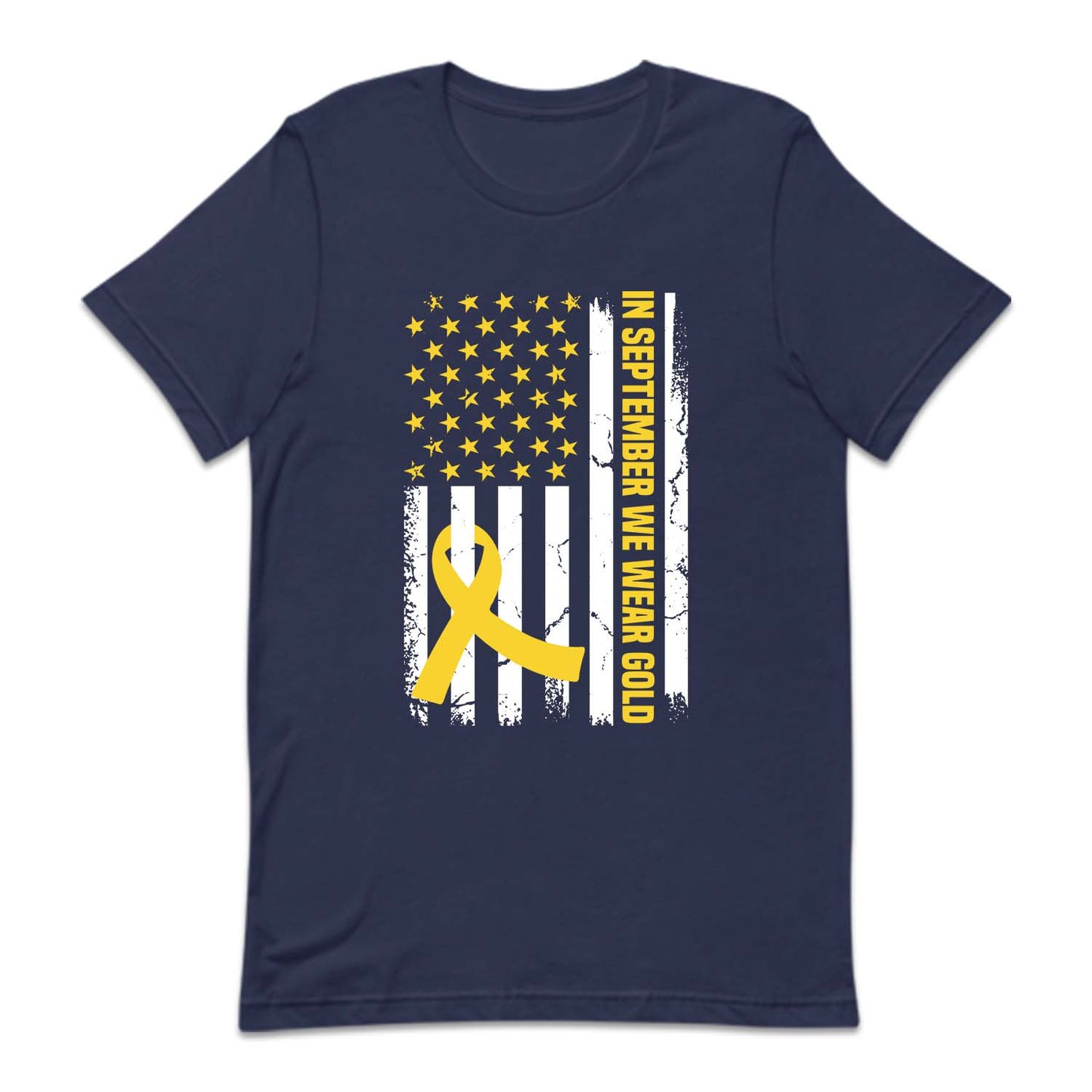 Childhood Cancer Awareness In September We Wear Gold USA Flag | PRODUCT CODE: NSPTMBWRG