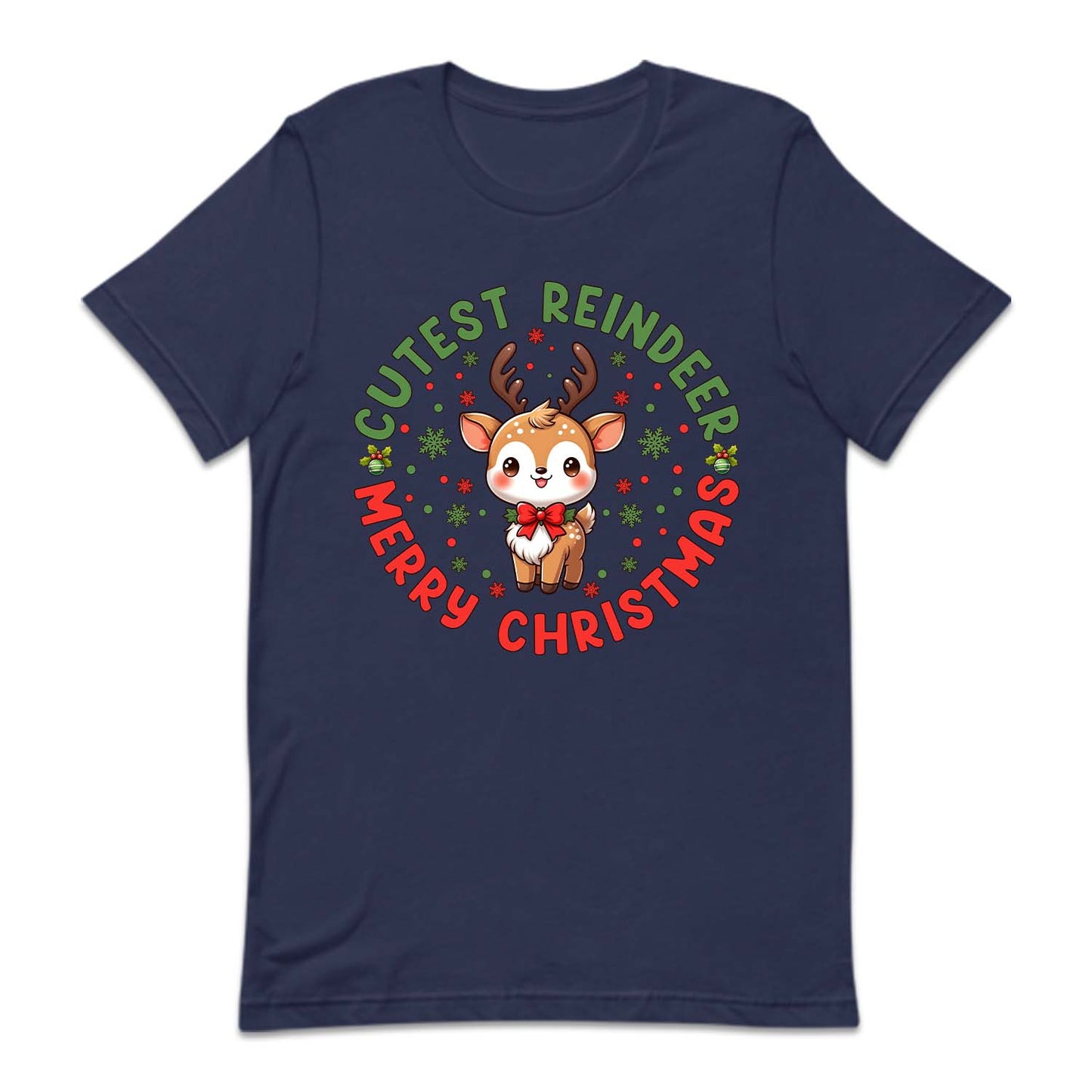 Cutest Reindeer Merry Christmas Xmas Reindeer with Red Bow | PRODUCT CODE: CTSRNDMTYCM