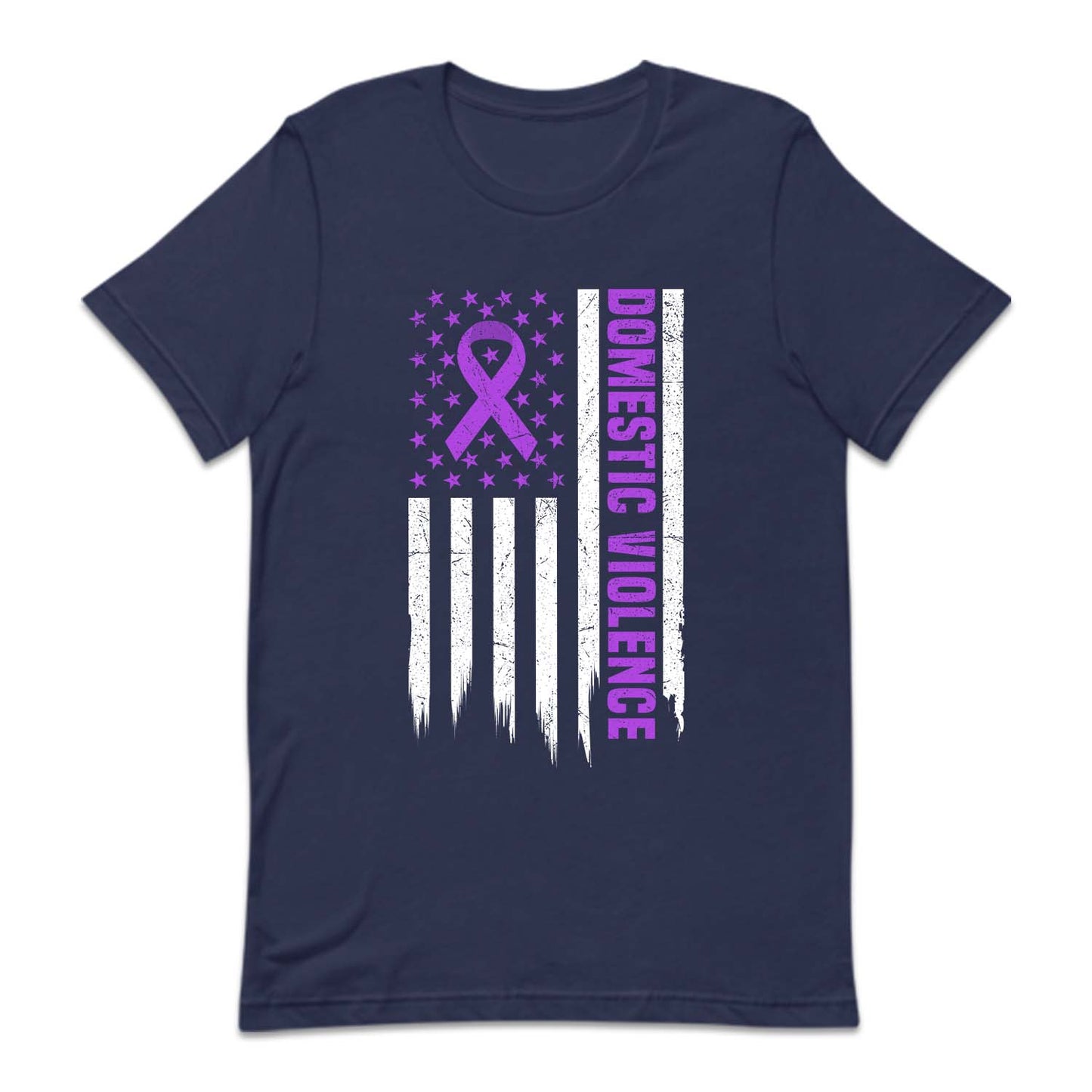Domestic Violence Awareness USA Flag Purple Ribbon | PRODUCT CODE: UAMRCNFLGDV