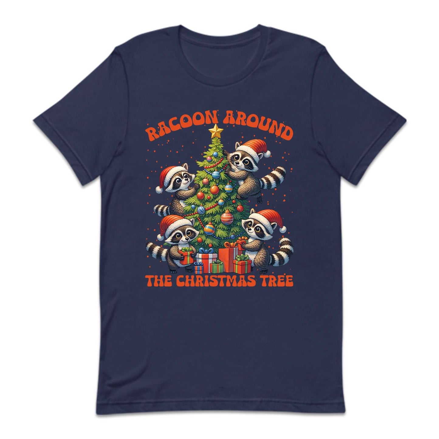 Raccoon Around The Christmas Tree Festive Holiday Xmas Raccoon | PRODUCT CODE: RCNDTRCHMSL