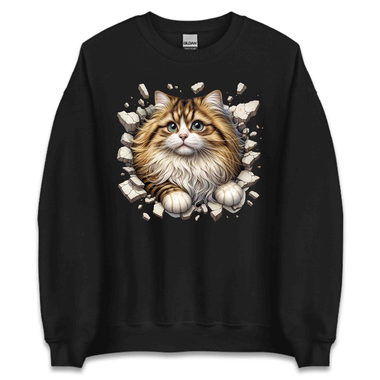 Persian Cat Breaking Through Wall 3D Realistic Longhair Cat | PRODUCT CODE: PRSNCTLBRKWLA