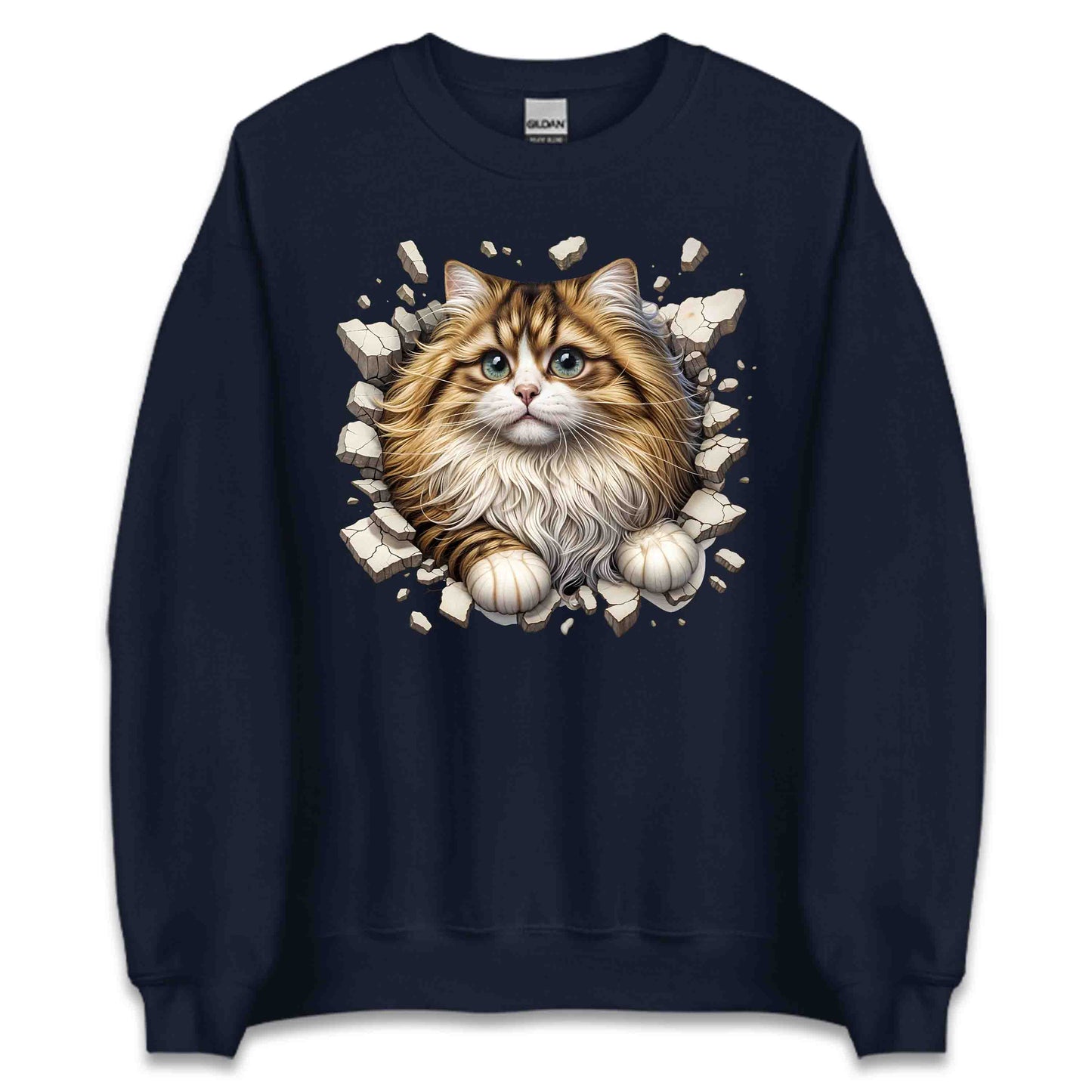 Persian Cat Breaking Through Wall 3D Realistic Longhair Cat | PRODUCT CODE: PRSNCTLBRKWLA