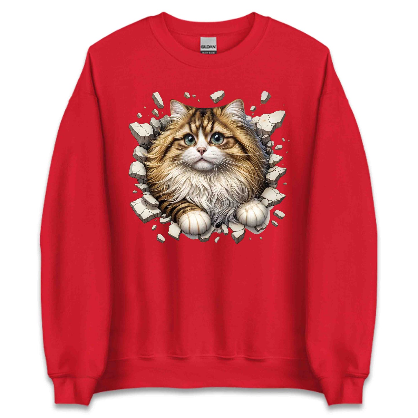 Persian Cat Breaking Through Wall 3D Realistic Longhair Cat | PRODUCT CODE: PRSNCTLBRKWLA
