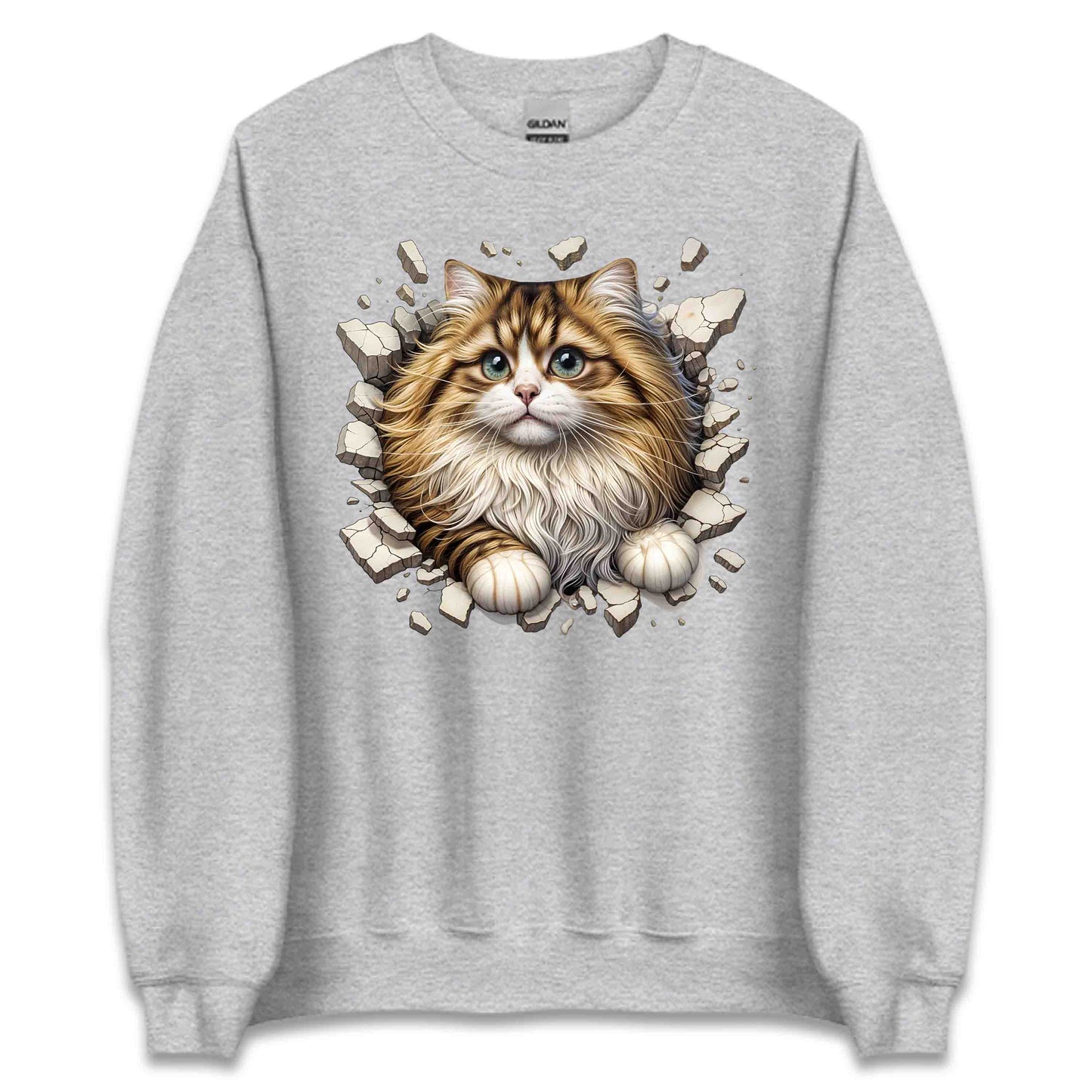 Persian Cat Breaking Through Wall 3D Realistic Longhair Cat | PRODUCT CODE: PRSNCTLBRKWLA