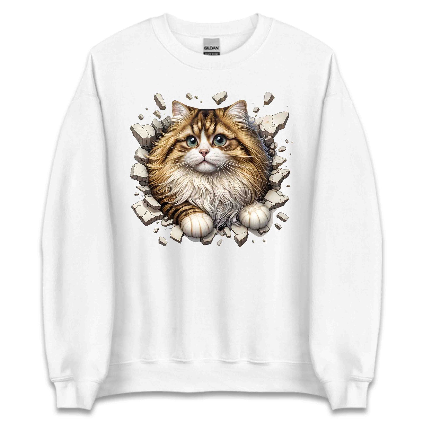Persian Cat Breaking Through Wall 3D Realistic Longhair Cat | PRODUCT CODE: PRSNCTLBRKWLA