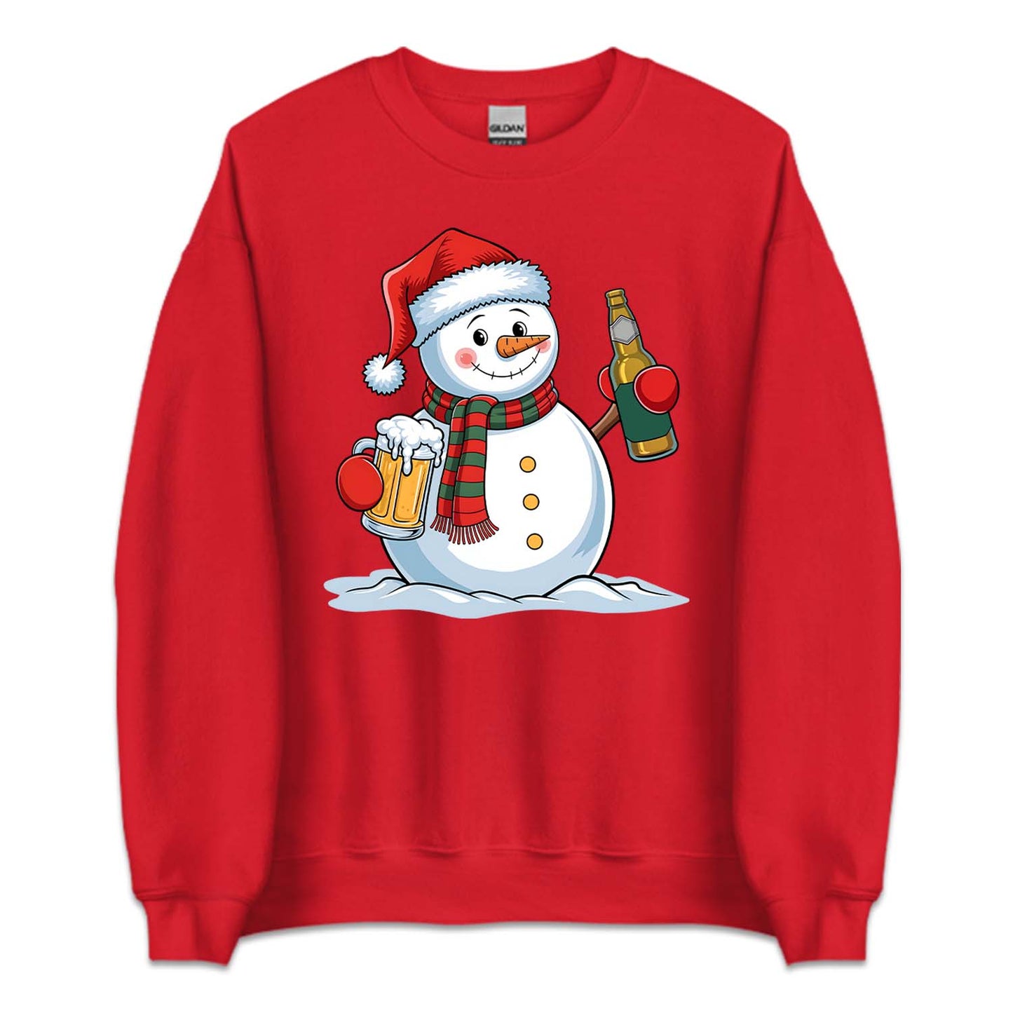 Christmas Snowman Drinking Beer Merry Beermas Xmas Frosty Beer | PRODUCT CODE: CTSNWMDRKBF