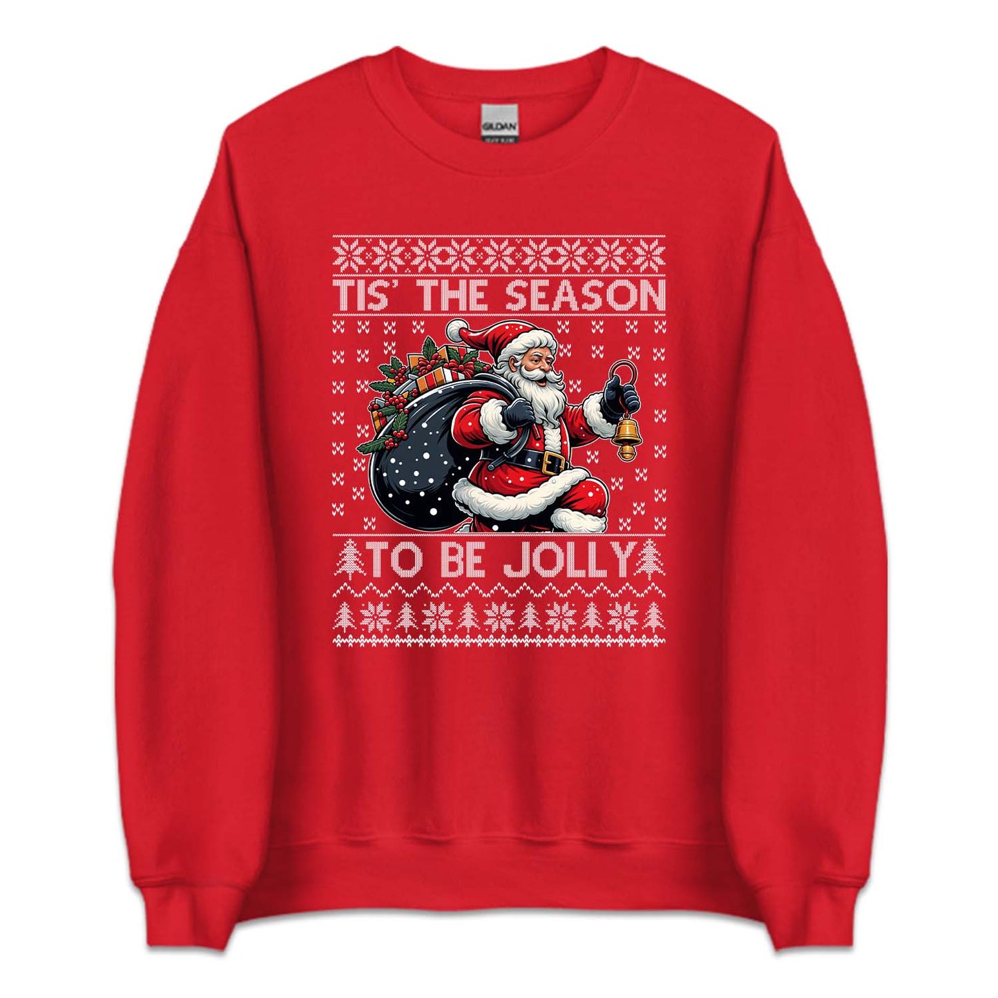 Tis The Season To Be Jolly Santa Carrying Gift Bag Ugly Christmas | PRODUCT CODE: TSHANOBJLYC