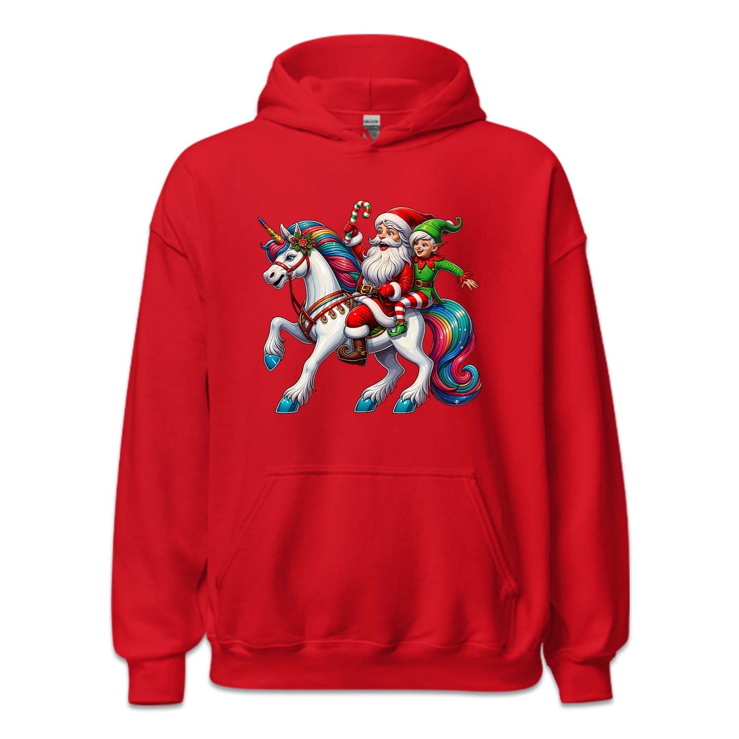Santa Claus & Elf Riding Unicorn Funny Christmas Magical Xmas | PRODUCT CODE: STANUSDEFLUR
