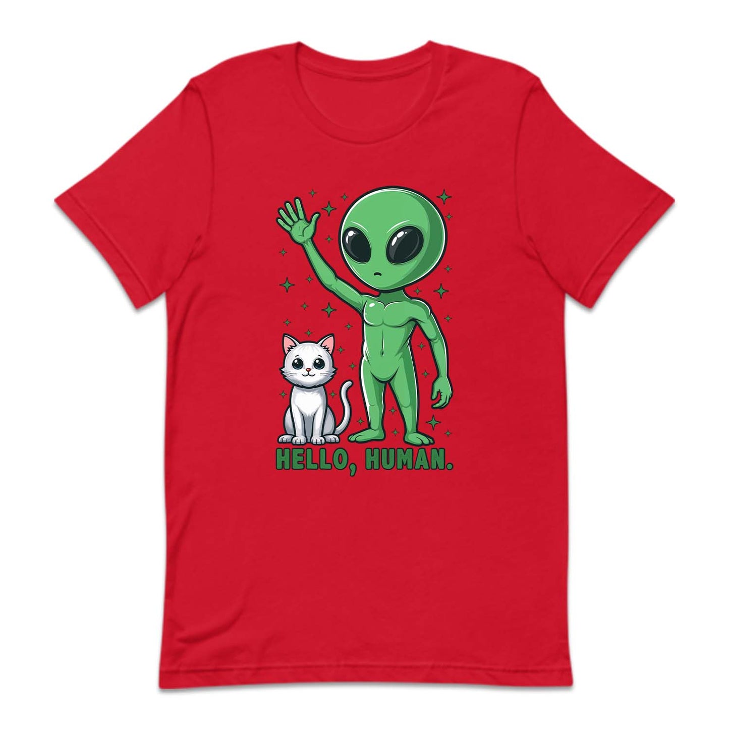 Hello Human Alien and Cat Funny Sci-Fi | PRODUCT CODE: HLUMNALCG