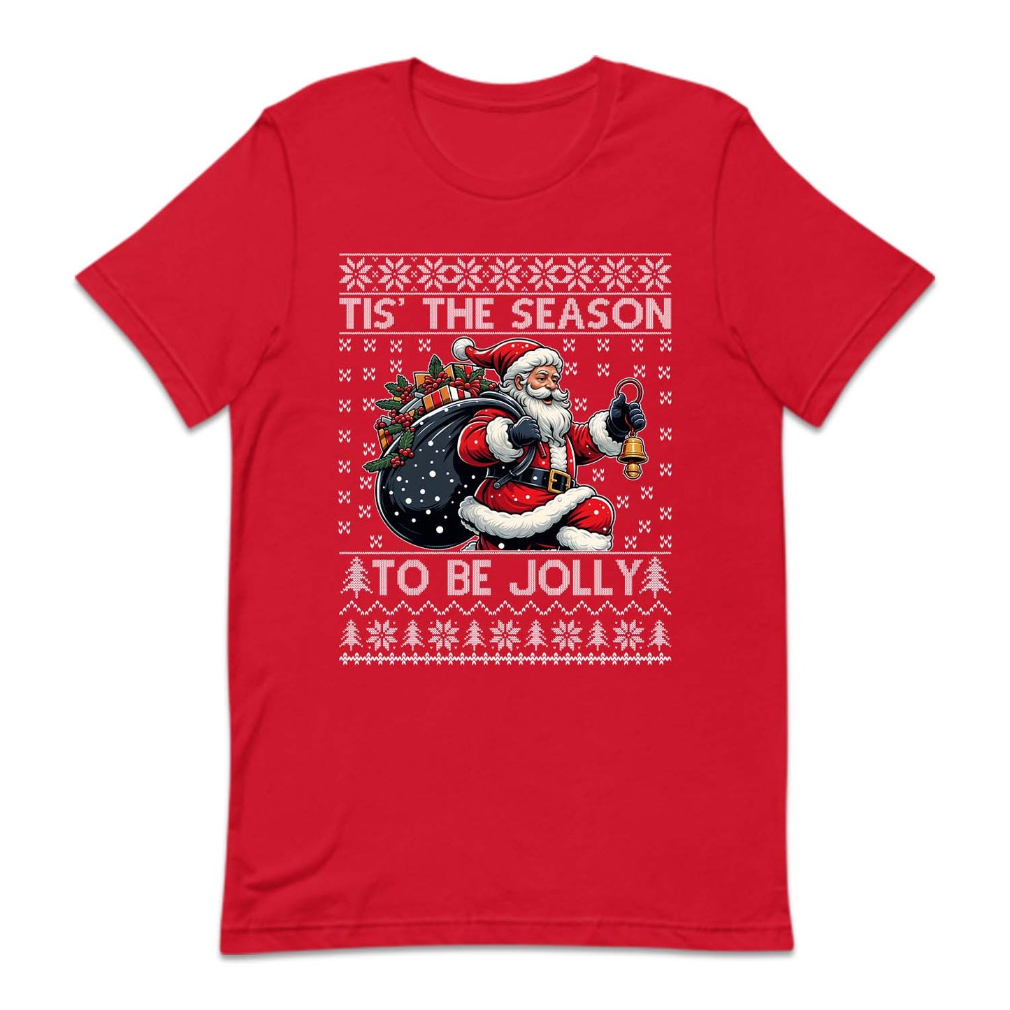 Tis The Season To Be Jolly Santa Carrying Gift Bag Ugly Christmas | PRODUCT CODE: TSHANOBJLYC