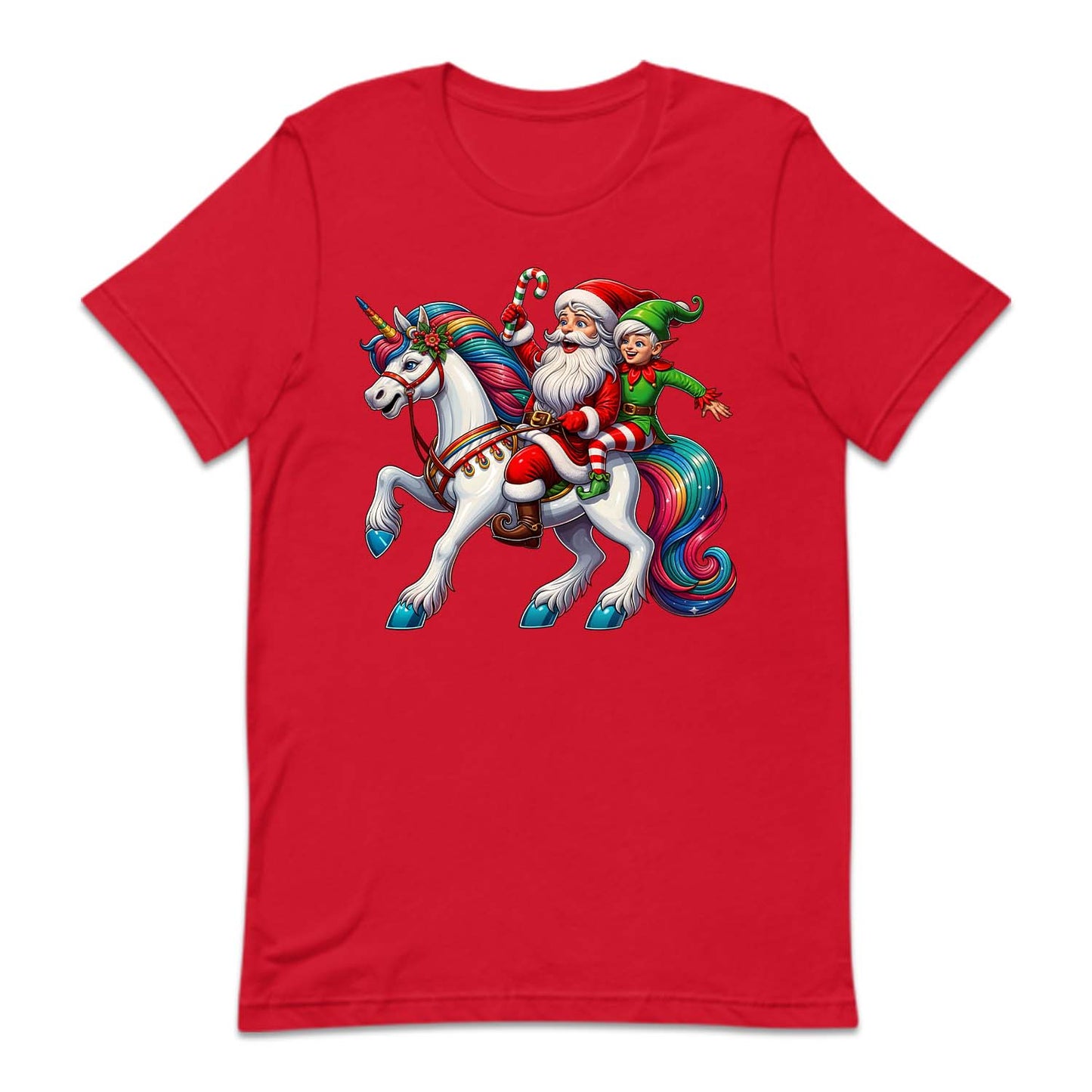 Santa Claus & Elf Riding Unicorn Funny Christmas Magical Xmas | PRODUCT CODE: STANUSDEFLUR