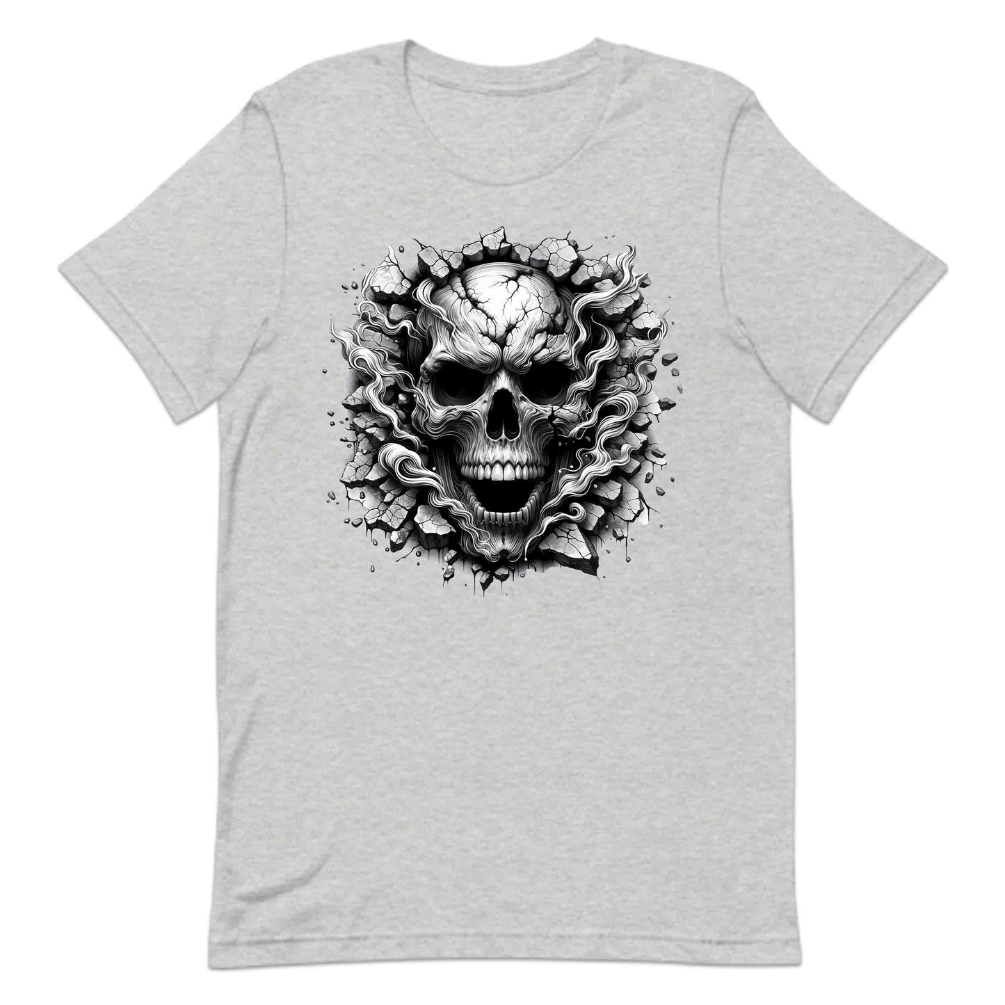 Gothic Skull Breaking Through Wall 3D Grunge Smoky Skull | PRODUCT CODE: GOTHBRKSWKAL
