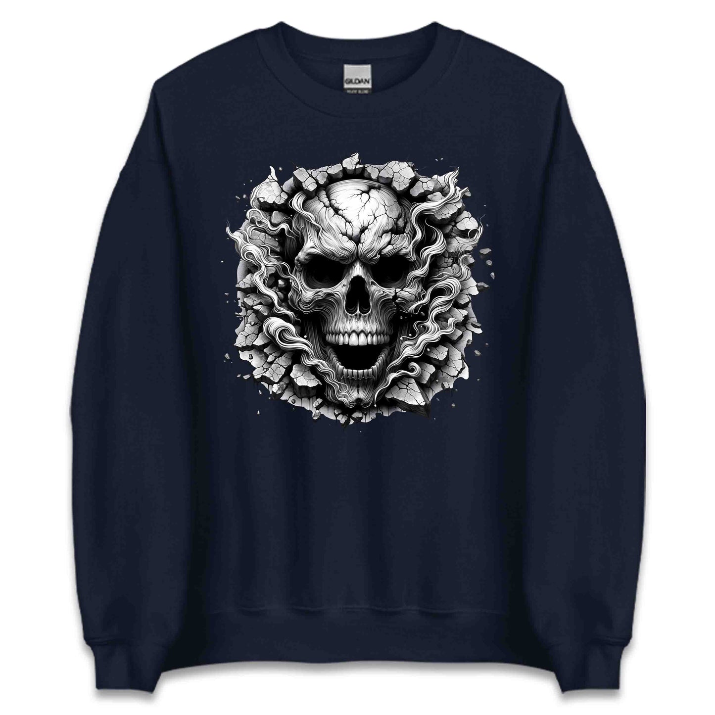 Gothic Skull Breaking Through Wall 3D Grunge Smoky Skull | PRODUCT CODE: GOTHBRKSWKAL