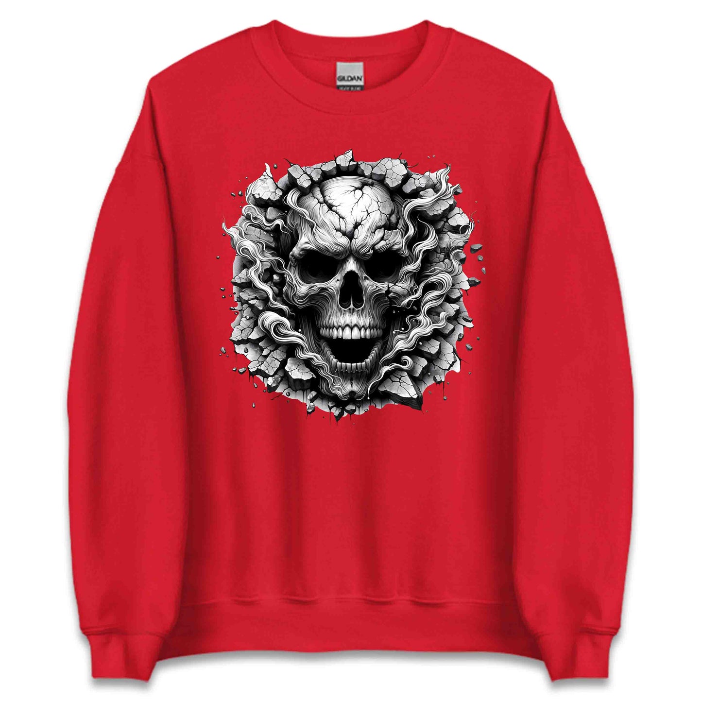 Gothic Skull Breaking Through Wall 3D Grunge Smoky Skull | PRODUCT CODE: GOTHBRKSWKAL