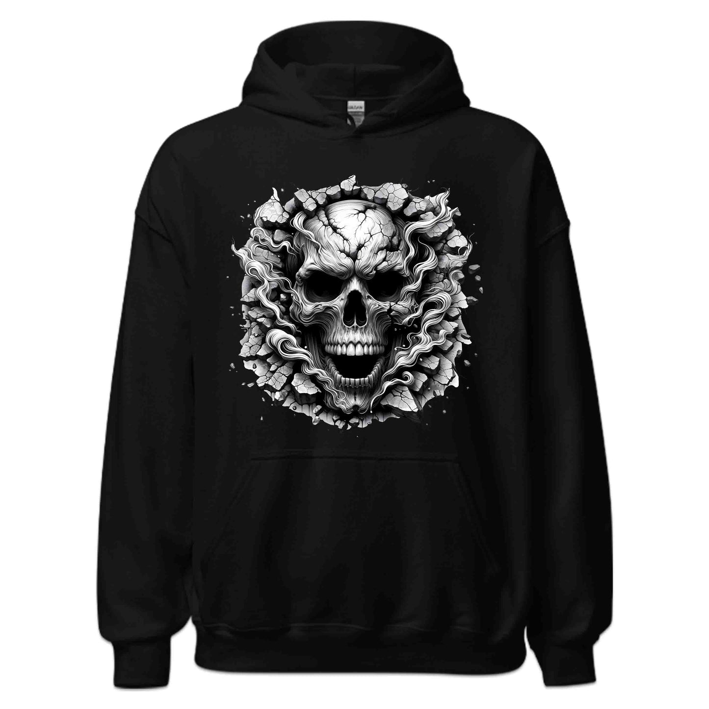 Gothic Skull Breaking Through Wall 3D Grunge Smoky Skull | PRODUCT CODE: GOTHBRKSWKAL