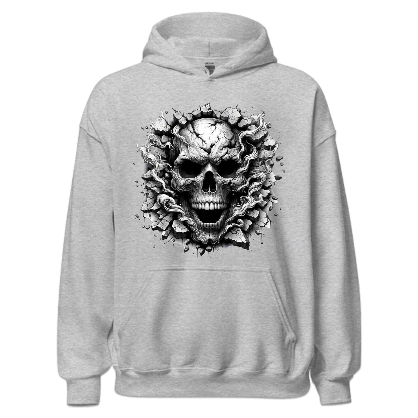 Gothic Skull Breaking Through Wall 3D Grunge Smoky Skull | PRODUCT CODE: GOTHBRKSWKAL