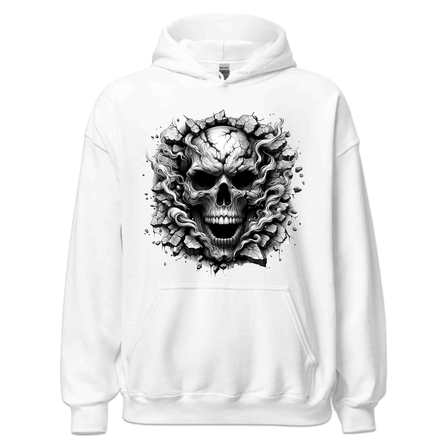 Gothic Skull Breaking Through Wall 3D Grunge Smoky Skull | PRODUCT CODE: GOTHBRKSWKAL