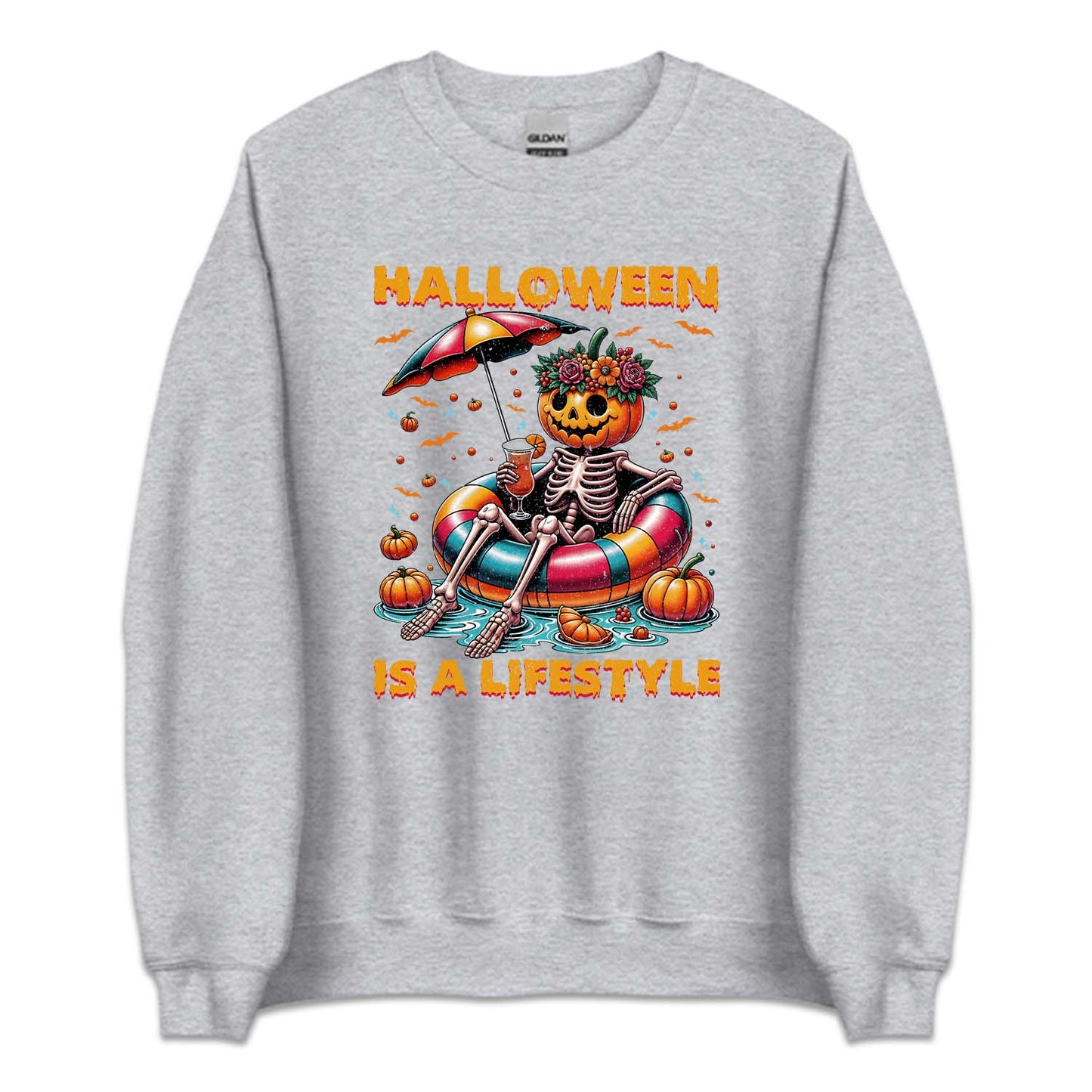 Halloween Is A Lifestyle Spooky Pool Party Pumpkin Skeleton | PRODUCT CODE: HLWSALFSY