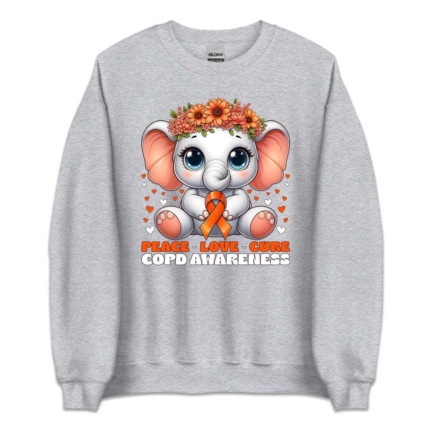 COPD Awareness Peace Love Cure Floral Elephant Lung Health Support | PRODUCT CODE: PCLVCRFLEP