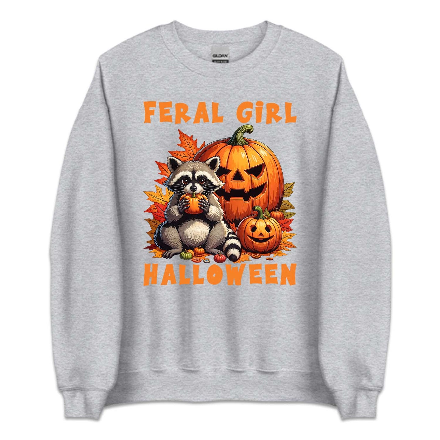 Feral Girl Halloween Spooky Raccoon & Pumpkin Autumn | PRODUCT CODE: FRGLEHWNE