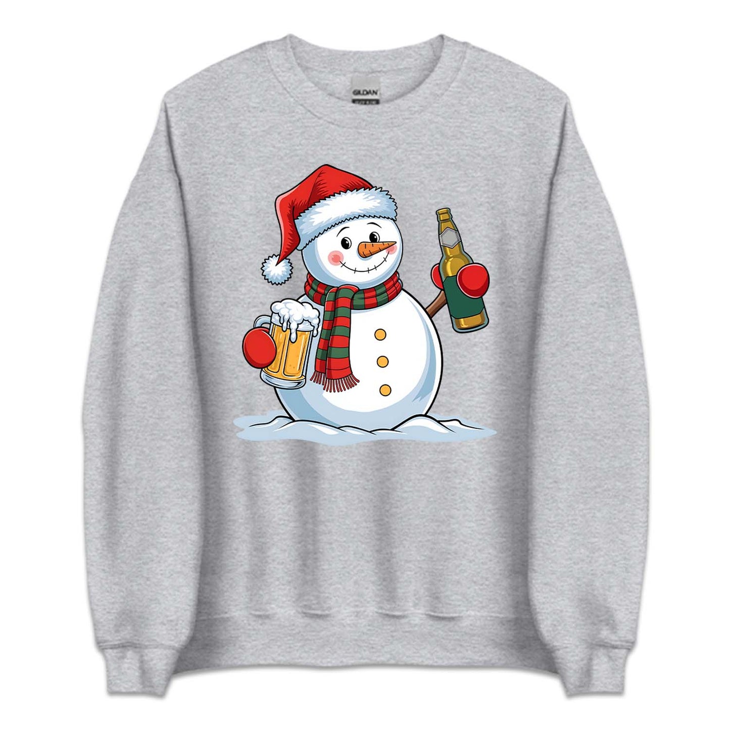 Christmas Snowman Drinking Beer Merry Beermas Xmas Frosty Beer | PRODUCT CODE: CTSNWMDRKBF