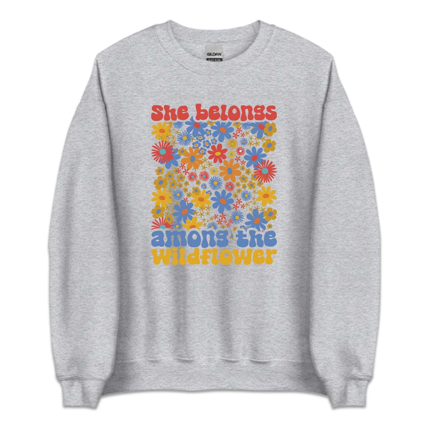 She Belongs Among The Wildflower Retro Groovy Flowers | PRODUCT CODE: SHBLGNAMWF