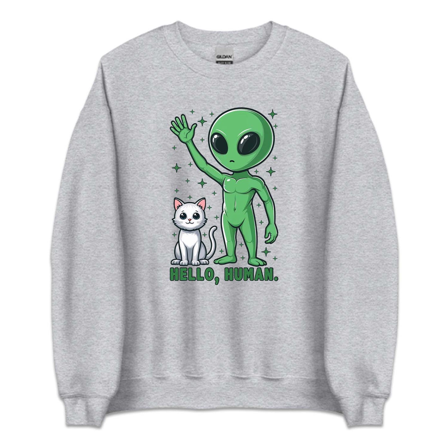 Hello Human Alien and Cat Funny Sci-Fi | PRODUCT CODE: HLUMNALCG