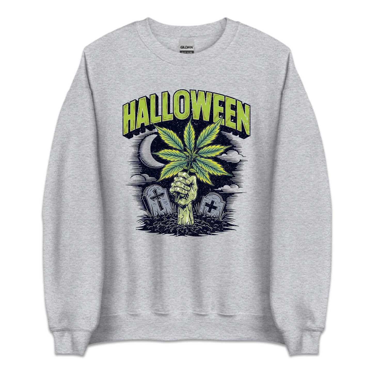 Halloween Cannabis Zombie Hand Holding Weed Leaf | PRODUCT CODE: HLWCNBSZW