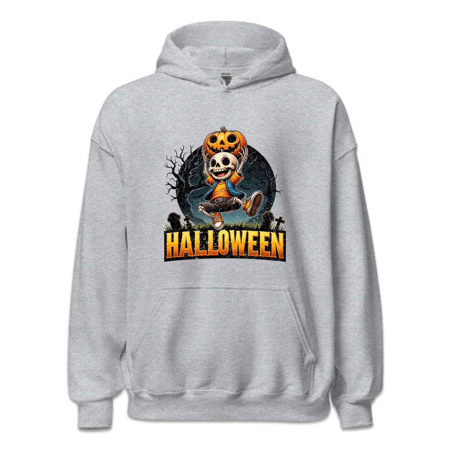 Cute Skeleton With Pumpkin Head Spooky Night Scene Halloween Party | PRODUCT CODE: HLCTSKWPUD