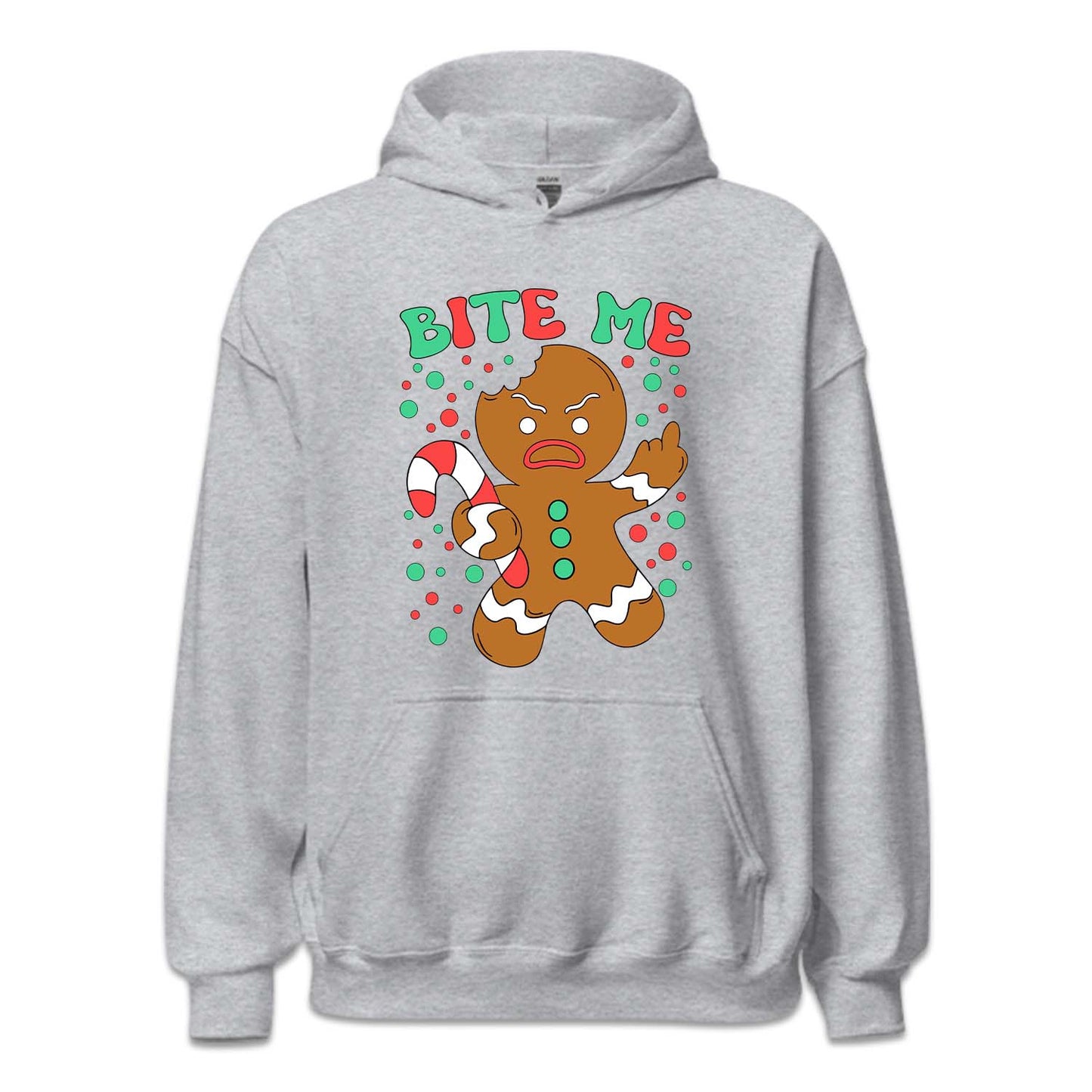 Bite Me Gingerbread Man Christmas Funny Middle Finger Sarcastic Xmas | PRODUCT CODE: BTMHDNGRBEA