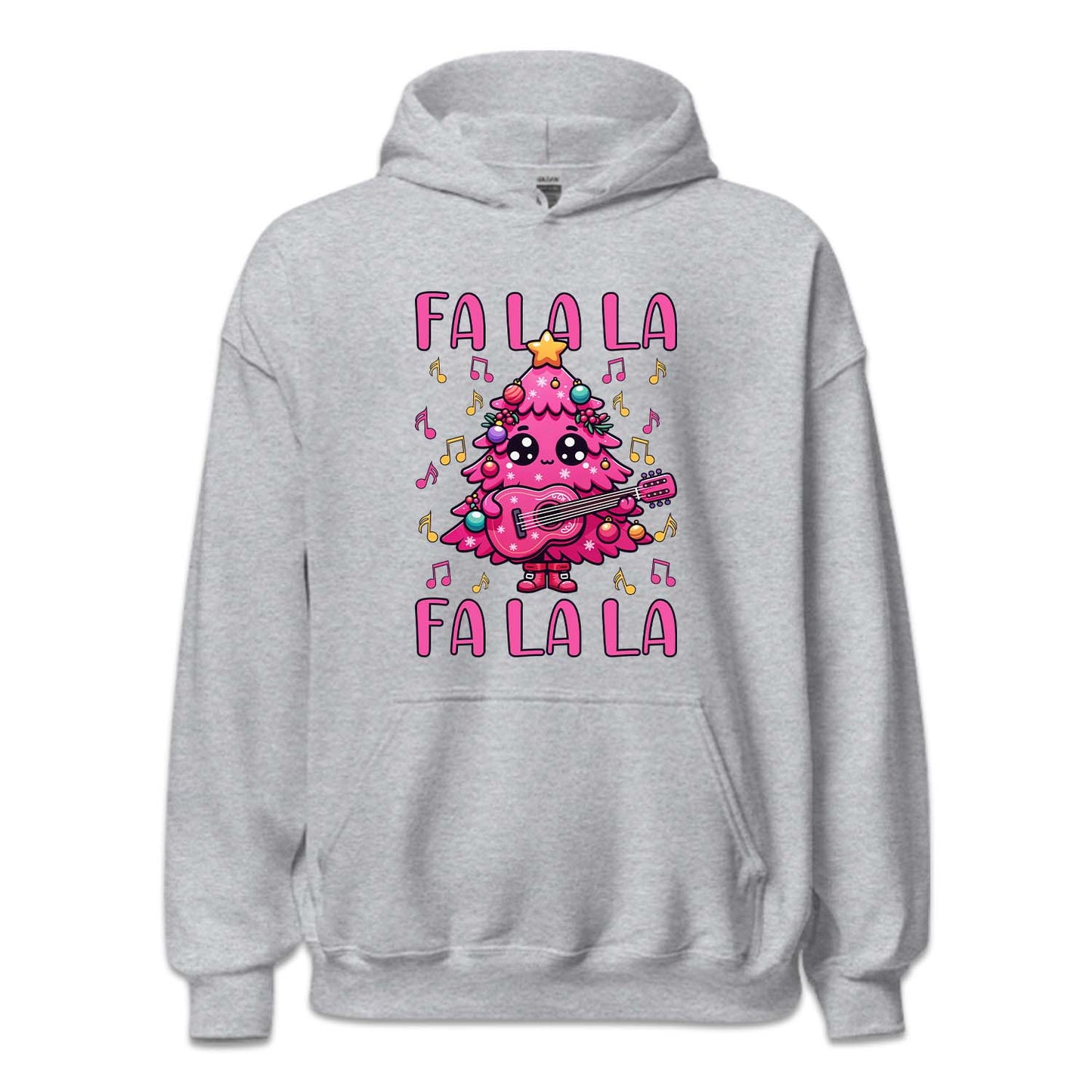 Pink Christmas Tree Holding Guitar FA LA LA LA Festive Music Xmas | PRODUCT CODE: PCTRHLGUTFL