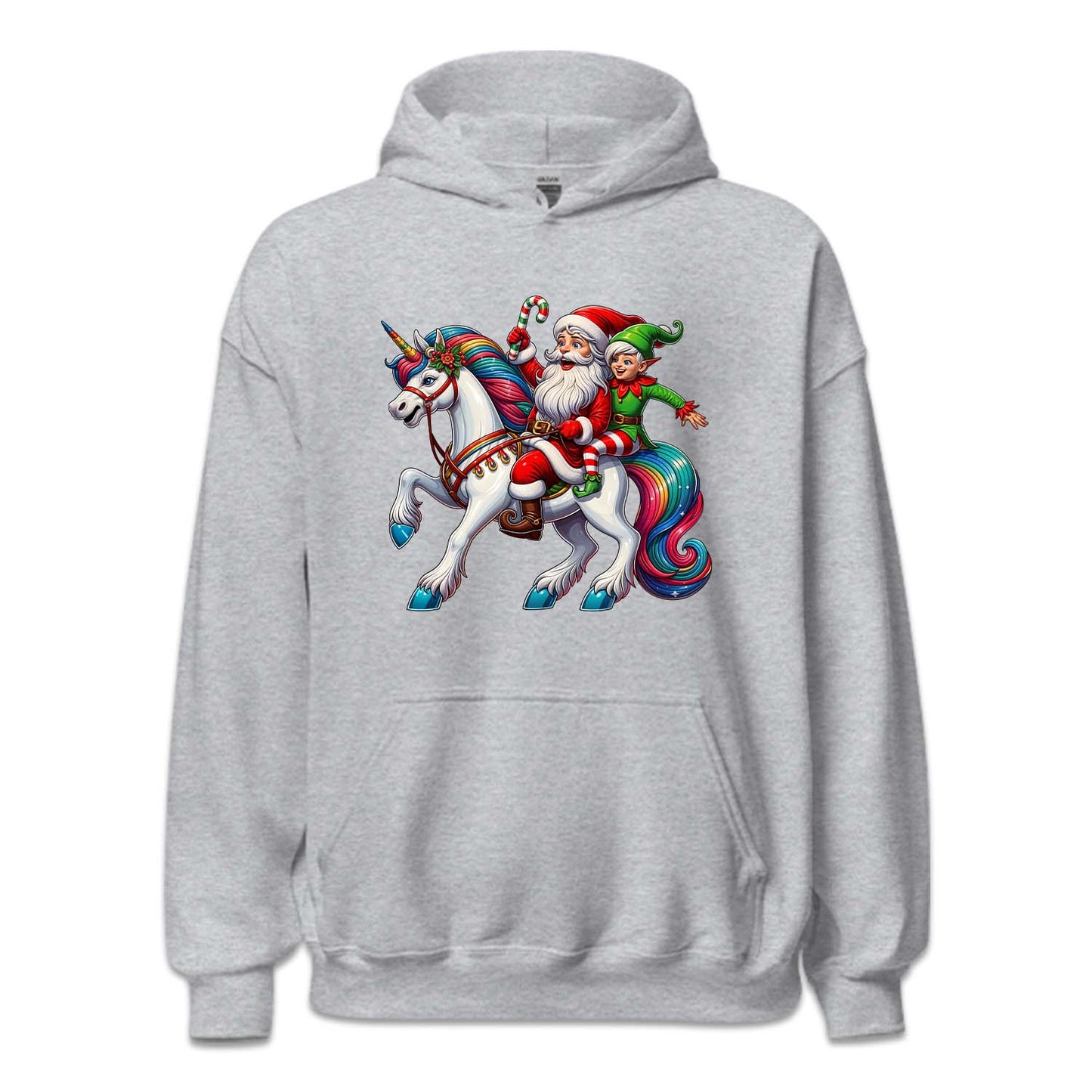 Santa Claus & Elf Riding Unicorn Funny Christmas Magical Xmas | PRODUCT CODE: STANUSDEFLUR