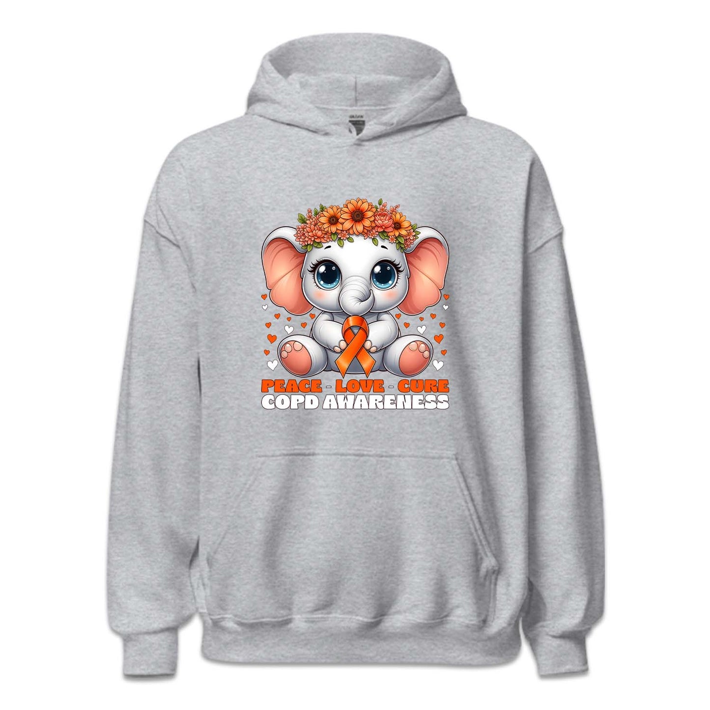 COPD Awareness Peace Love Cure Floral Elephant Lung Health Support | PRODUCT CODE: PCLVCRFLEP