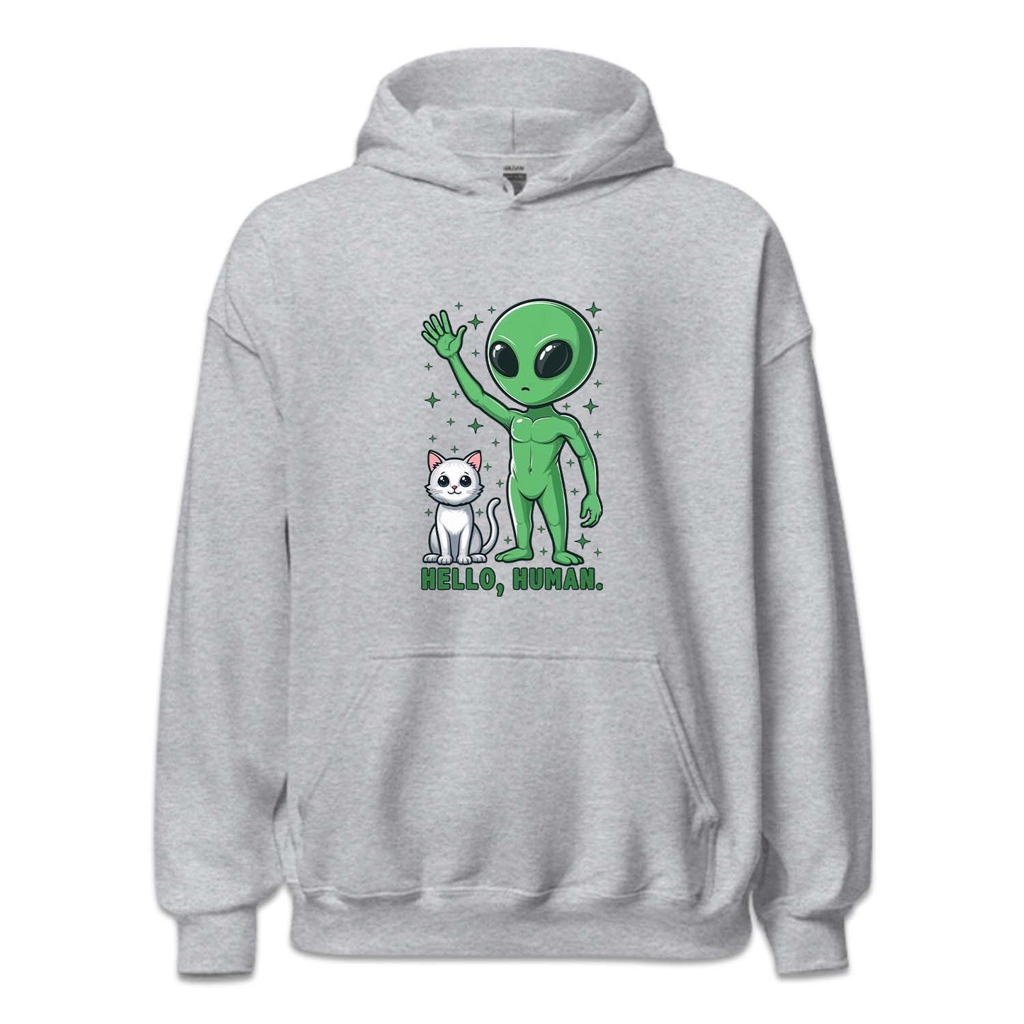 Hello Human Alien and Cat Funny Sci-Fi | PRODUCT CODE: HLUMNALCG
