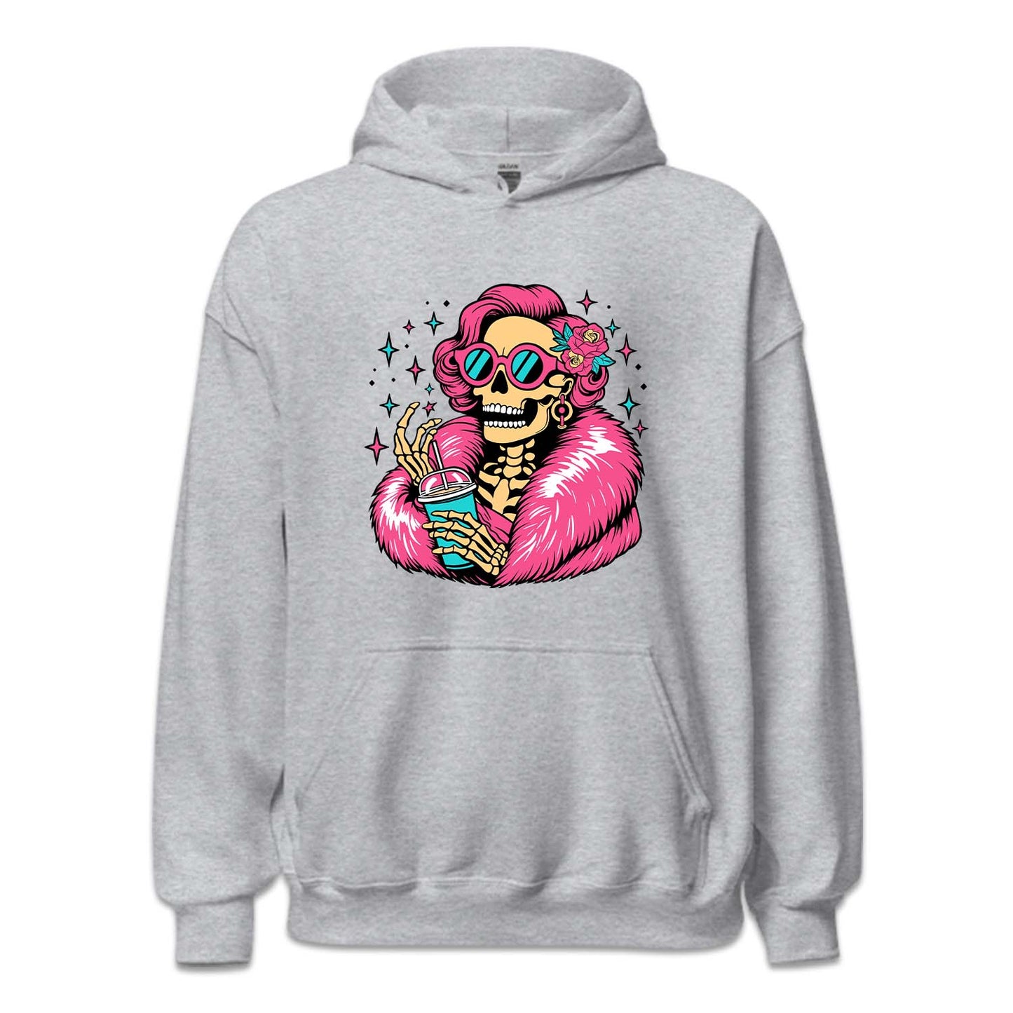 Skelton Holding Iced Coffee Cup Gothic Halloween | PRODUCT CODE: LDSKLHICF