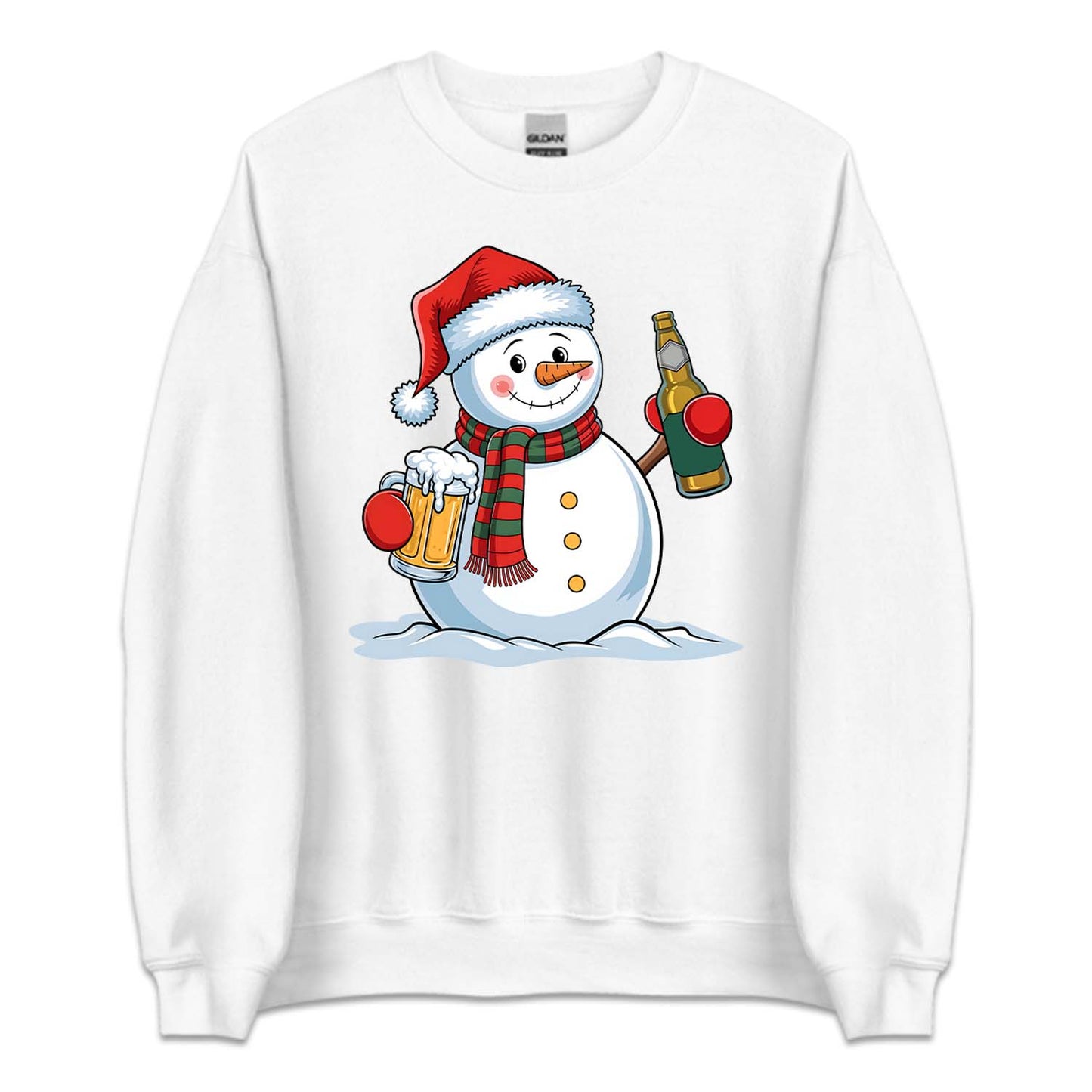 Christmas Snowman Drinking Beer Merry Beermas Xmas Frosty Beer | PRODUCT CODE: CTSNWMDRKBF