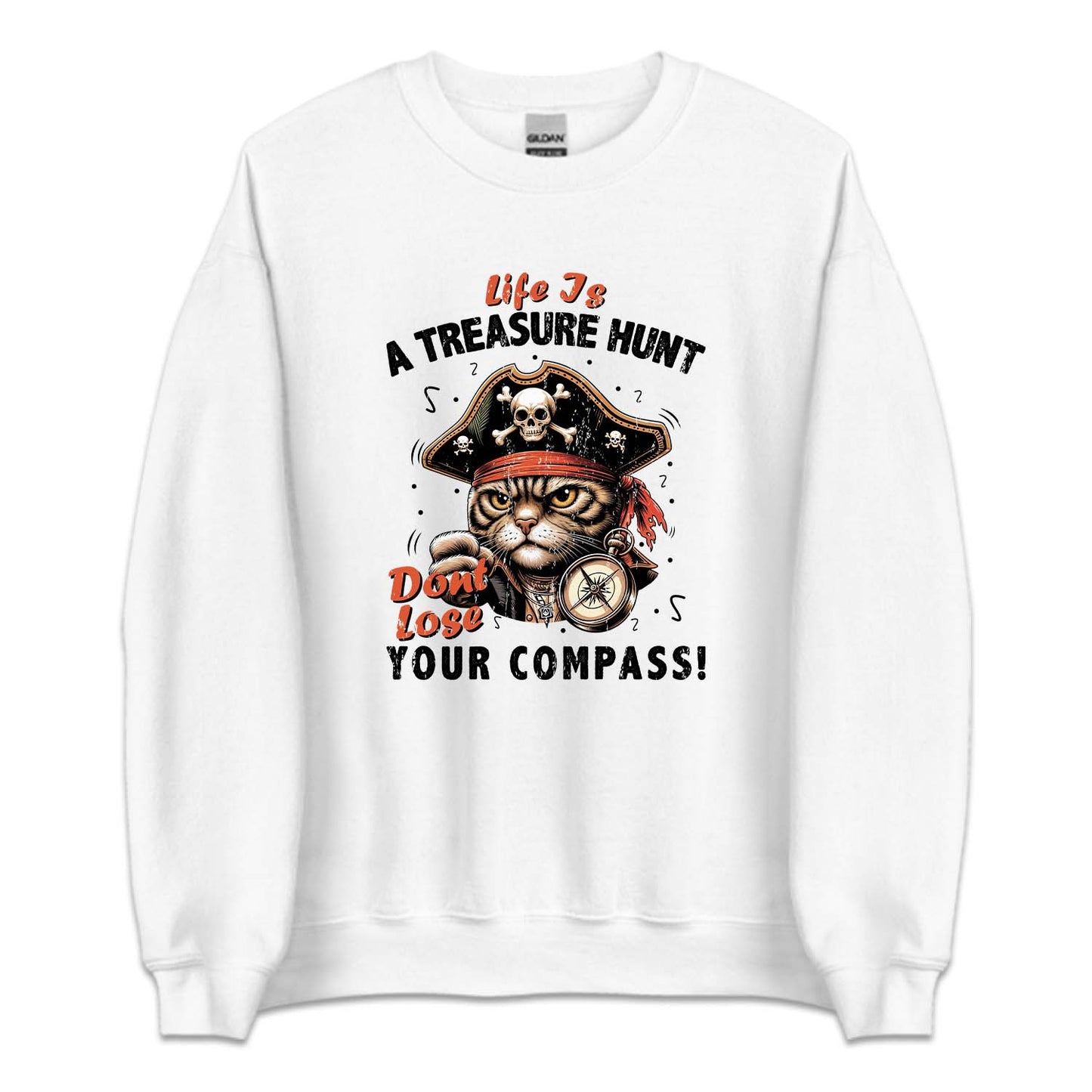 Life is A Treasure Hunt Don't Lose Your Compass Pirate Cat | PRODUCT CODE: PRTCAQUHNT