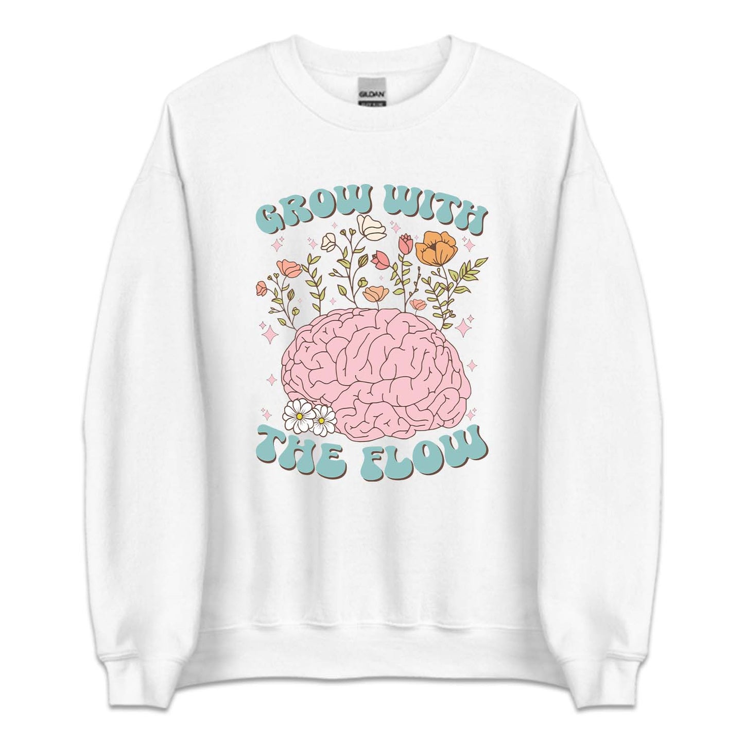 Grow With The Flow Floral Brain Positive Quote | PRODUCT CODE: GRTHLFMH