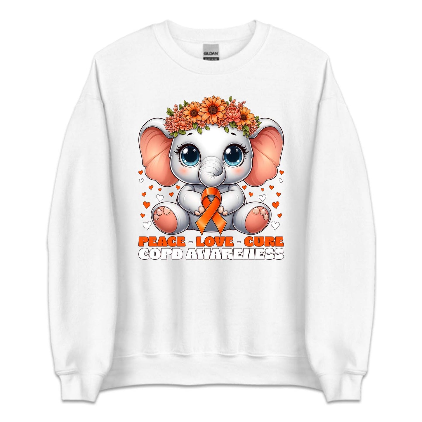 COPD Awareness Peace Love Cure Floral Elephant Lung Health Support | PRODUCT CODE: PCLVCRFLEP