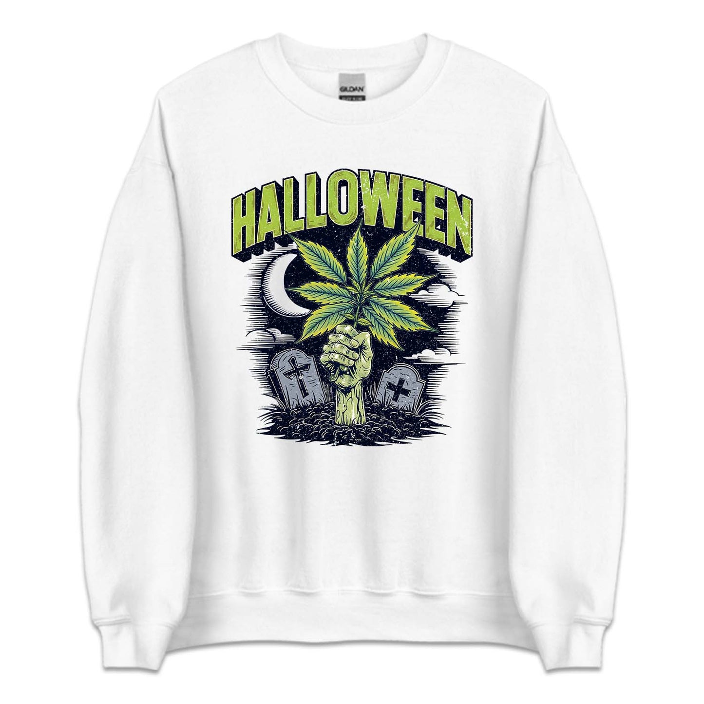 Halloween Cannabis Zombie Hand Holding Weed Leaf | PRODUCT CODE: HLWCNBSZW